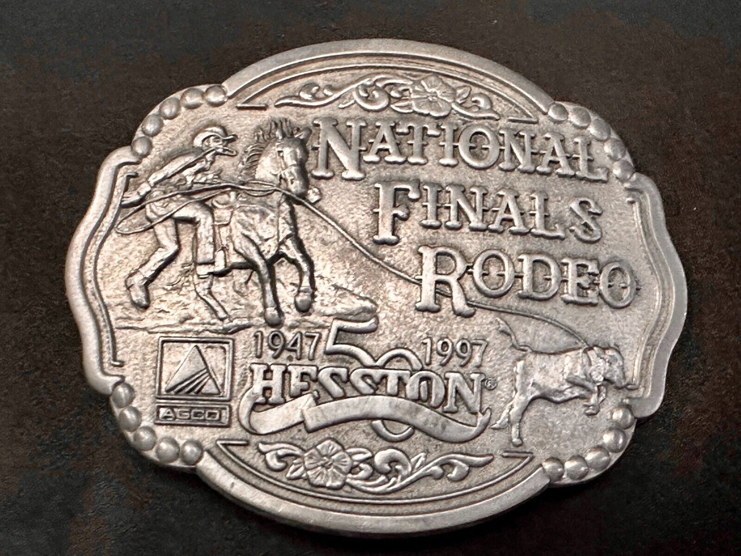 1997 ADM Hesston NFR National Finals Rodeo Cowboys Western Belt Buckle