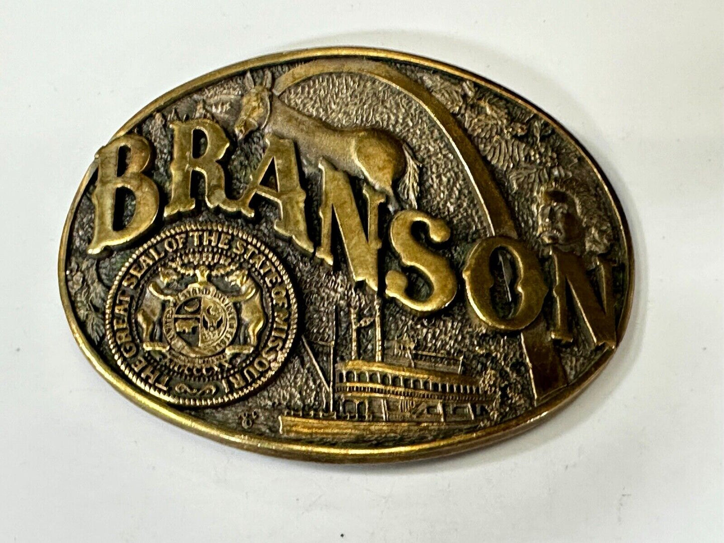 The Great Seal of the State of Missouri Branson Brass Commemorative Belt Buckle