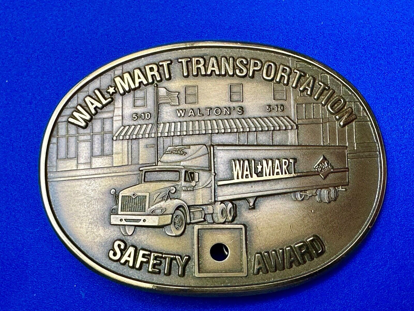 510 Waltons AR Walmart Transportation Semi Driver Safety Award Brass Belt Buckle