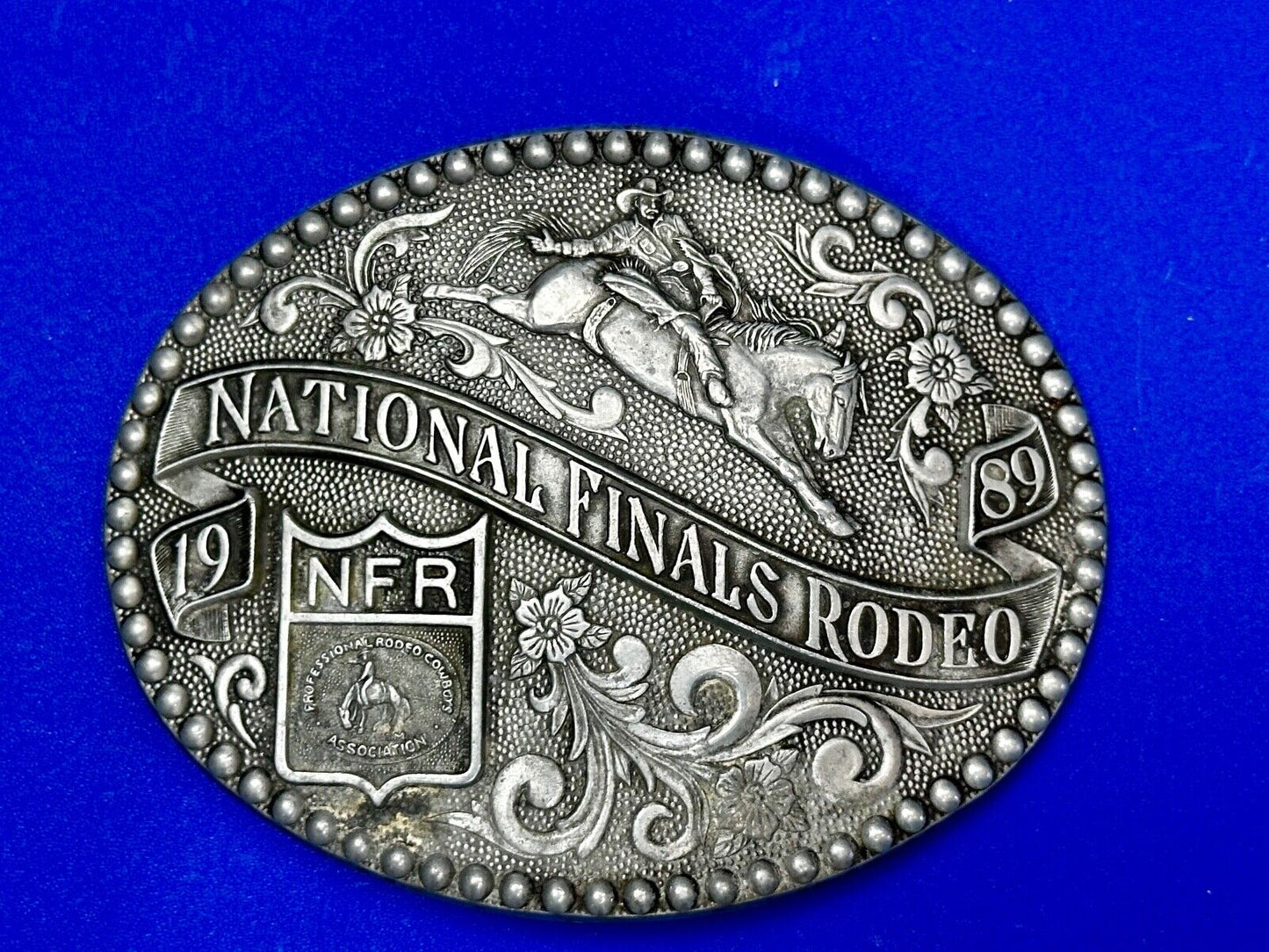 1989 NFR NATIONAL FINALS RODEO COWBOY BELT BUCKLE LAS VEGAS