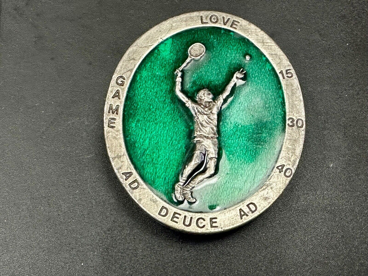 Tennis Match Commemorative Game Ad Deuce Love Vintage 70's Bergamot belt buckle