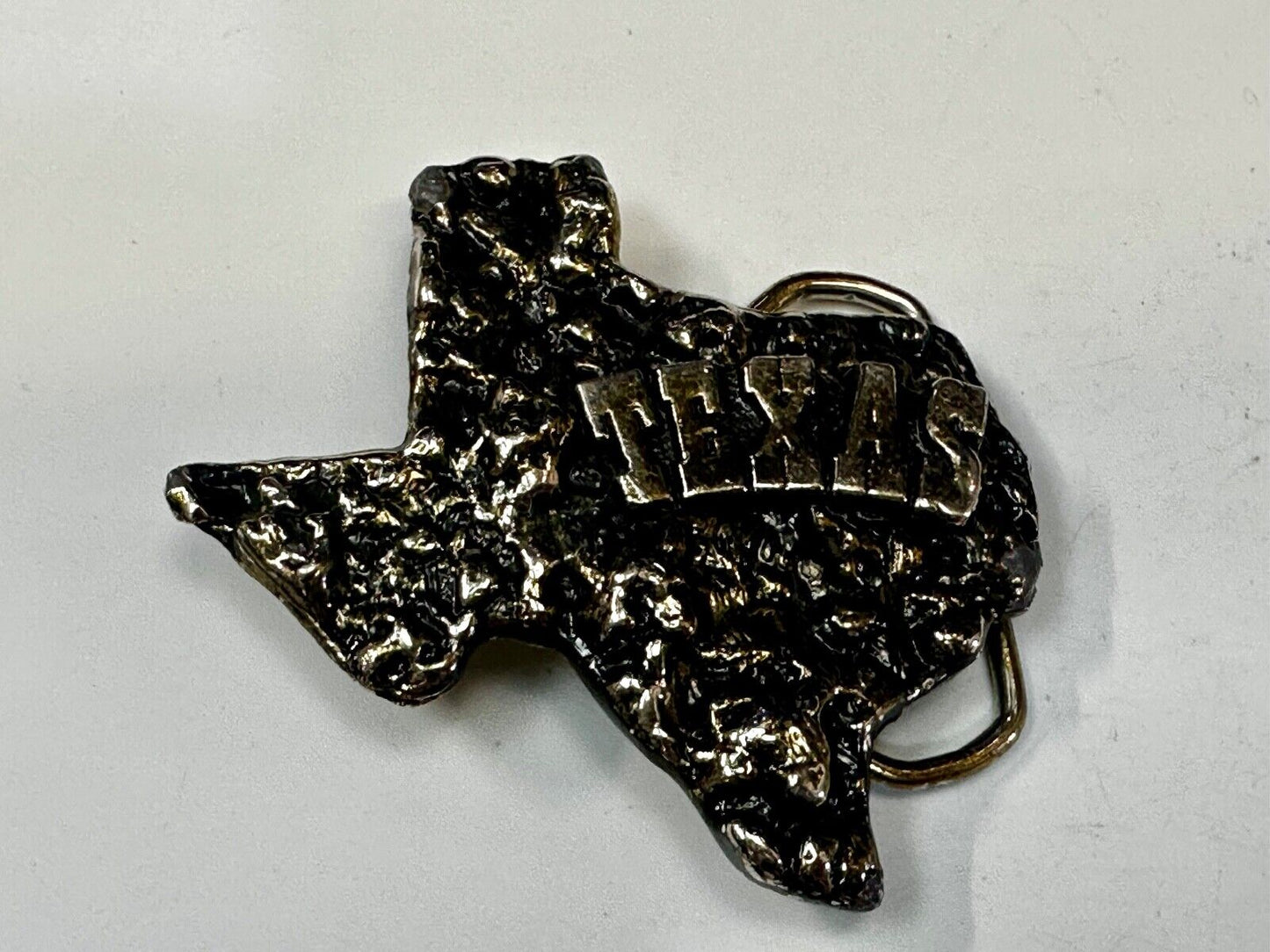 The Great State of Texas Cutout Map shaped Vintage Belt Buckle marked W