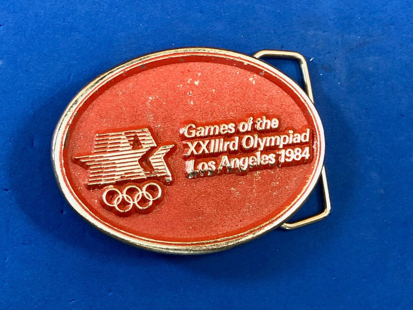 Vintage Buck Belt Buckle Made In USA 1980 LA Olympics Games 1984 Unisex logo