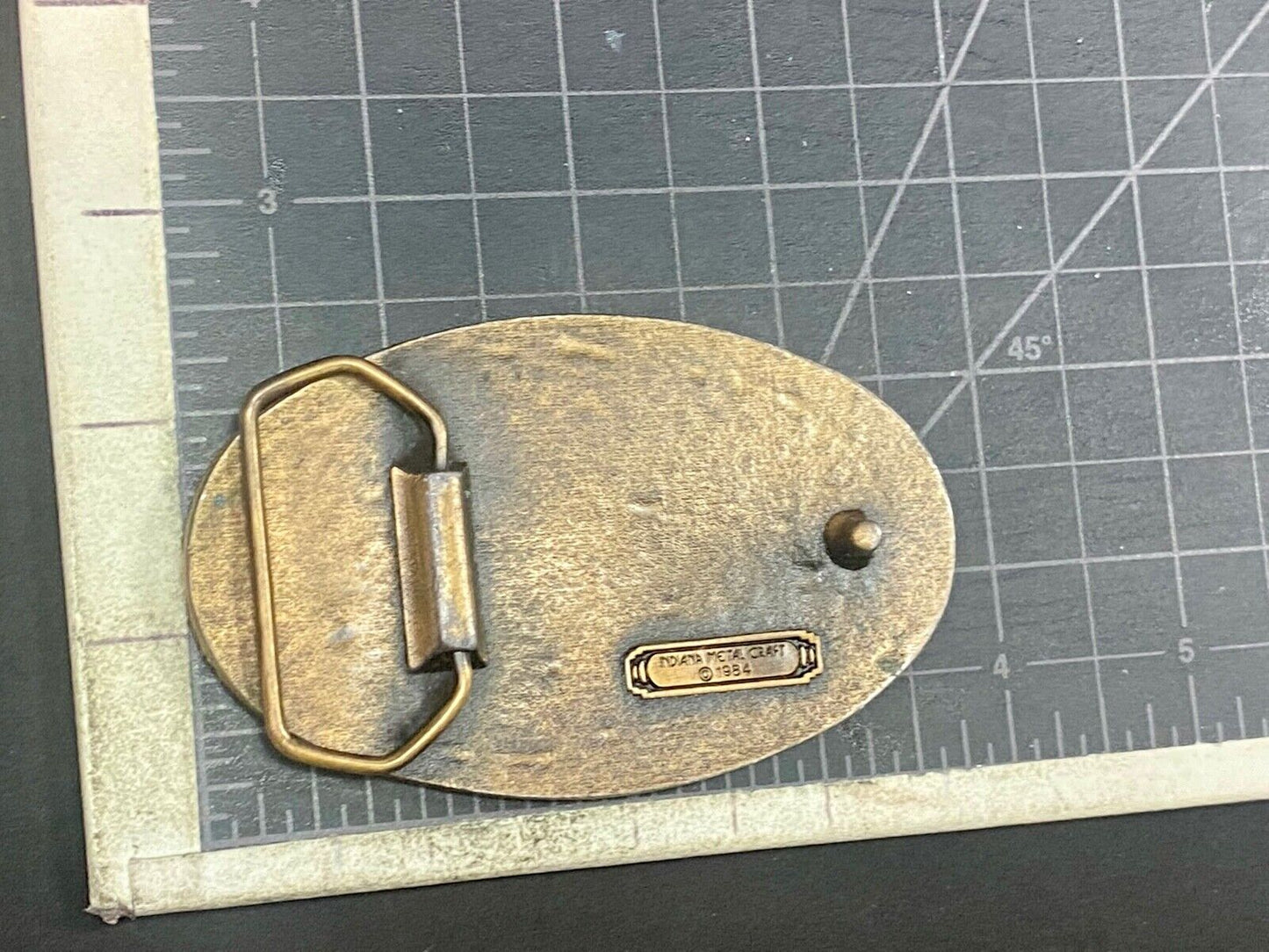 Vintage 1984 Michael Walters Industries Vintage Belt Buckle -Indiana Metal Craft