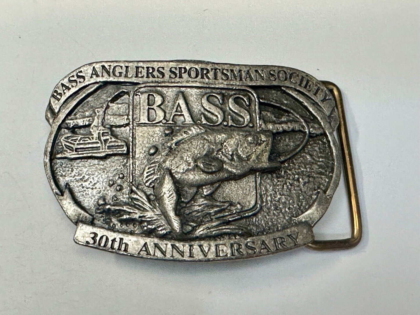 1997 BASS Bass Anglers Sportsman Society Fishing 30th anniversary belt buckle