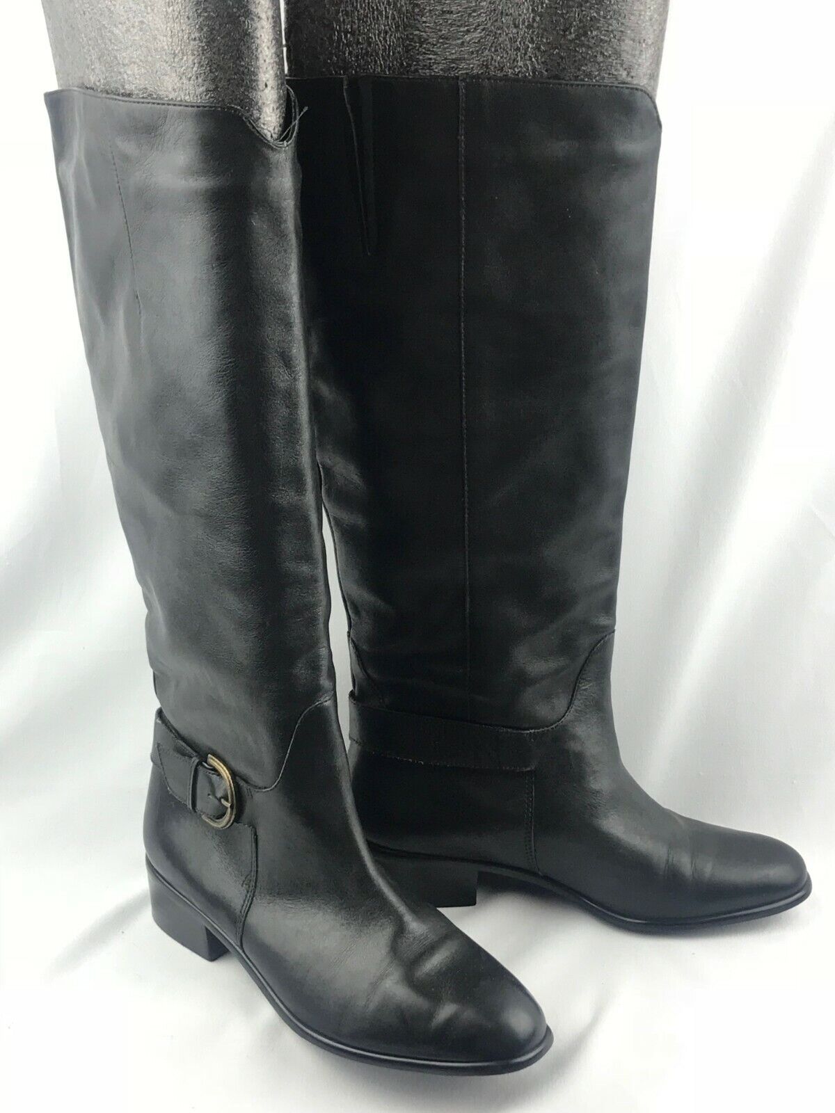 BANDOLINO Black Leather Tall Riding Boot w/ Buckle 5.5