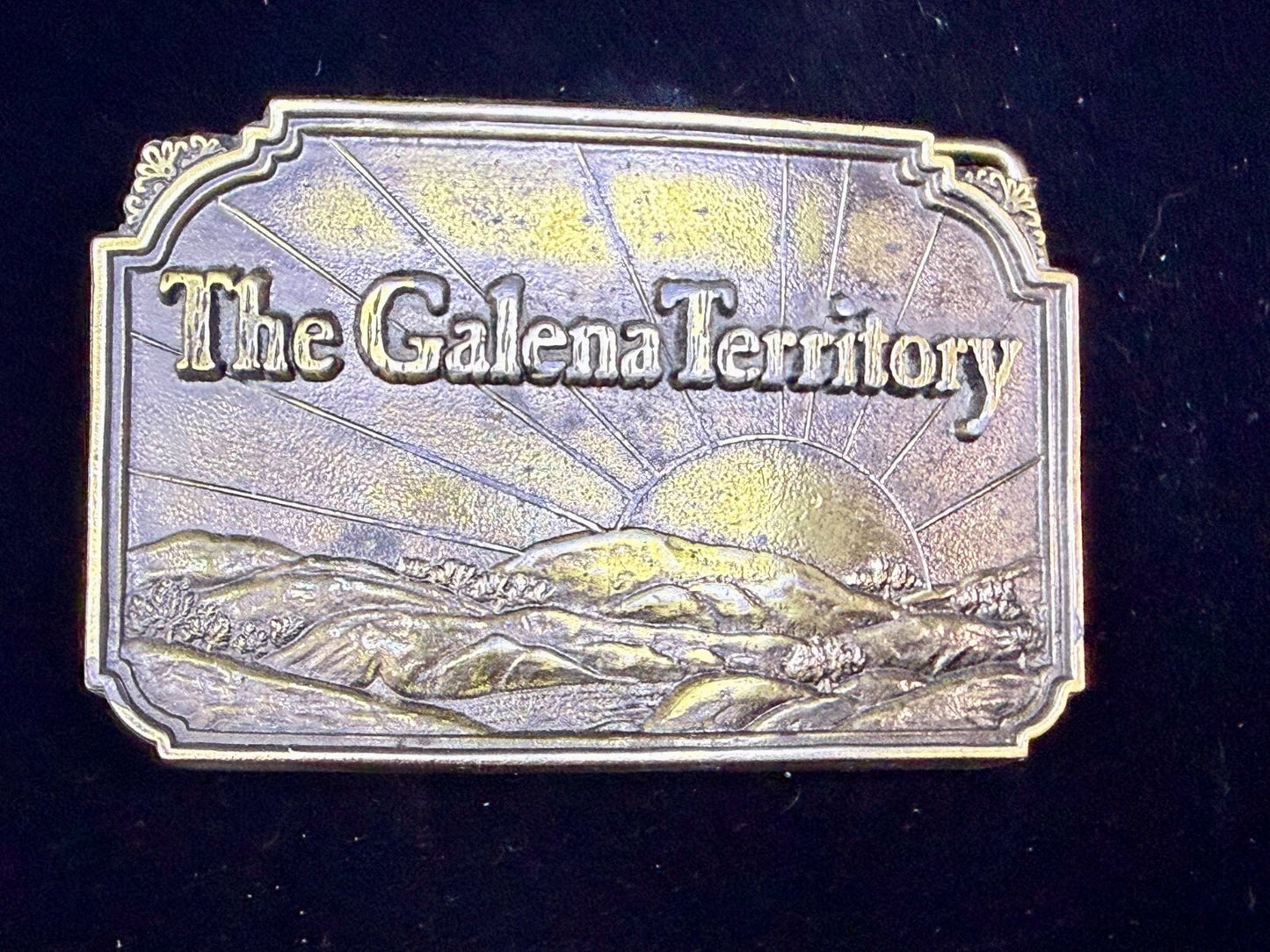 The Galena Territory Brass Belt Buckle Sunrise Illinois Vintage Belt Buckle