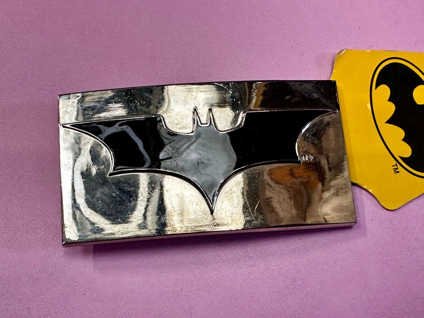 Batman Logo Black & Silver Licensed DC Comics Warner Bros NOS Belt Buckle
