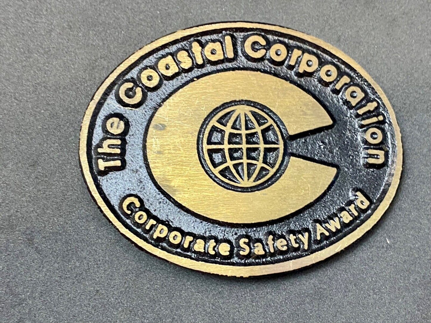 The Coastal Corporation Safety Award solid brass dynabuckle belt buckle