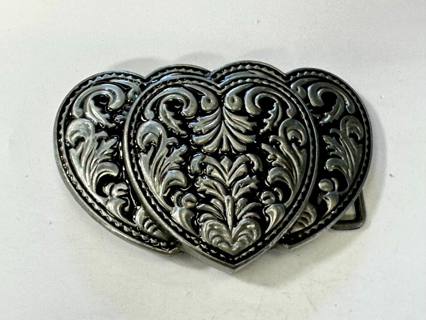 Three Heart Shaped Western Cutout Two Tone Cowgirls Belt Buckle