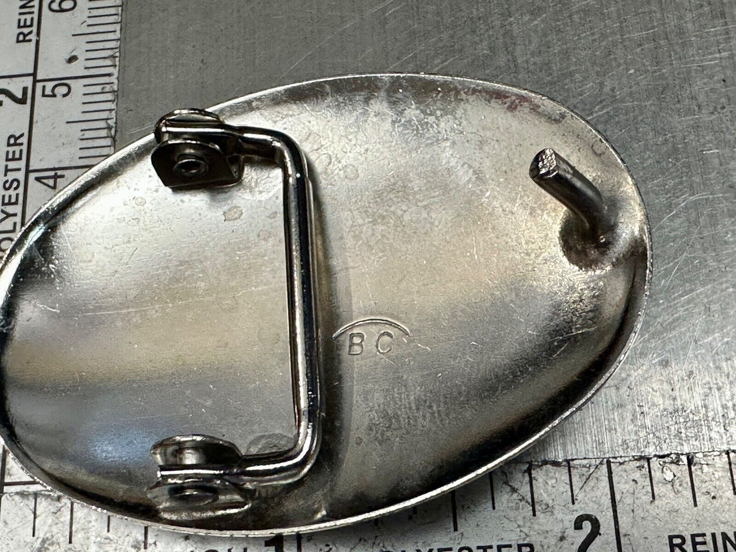 BC - Vintage B Cayaditto Zuni Bear Claw oval Belt Buckle