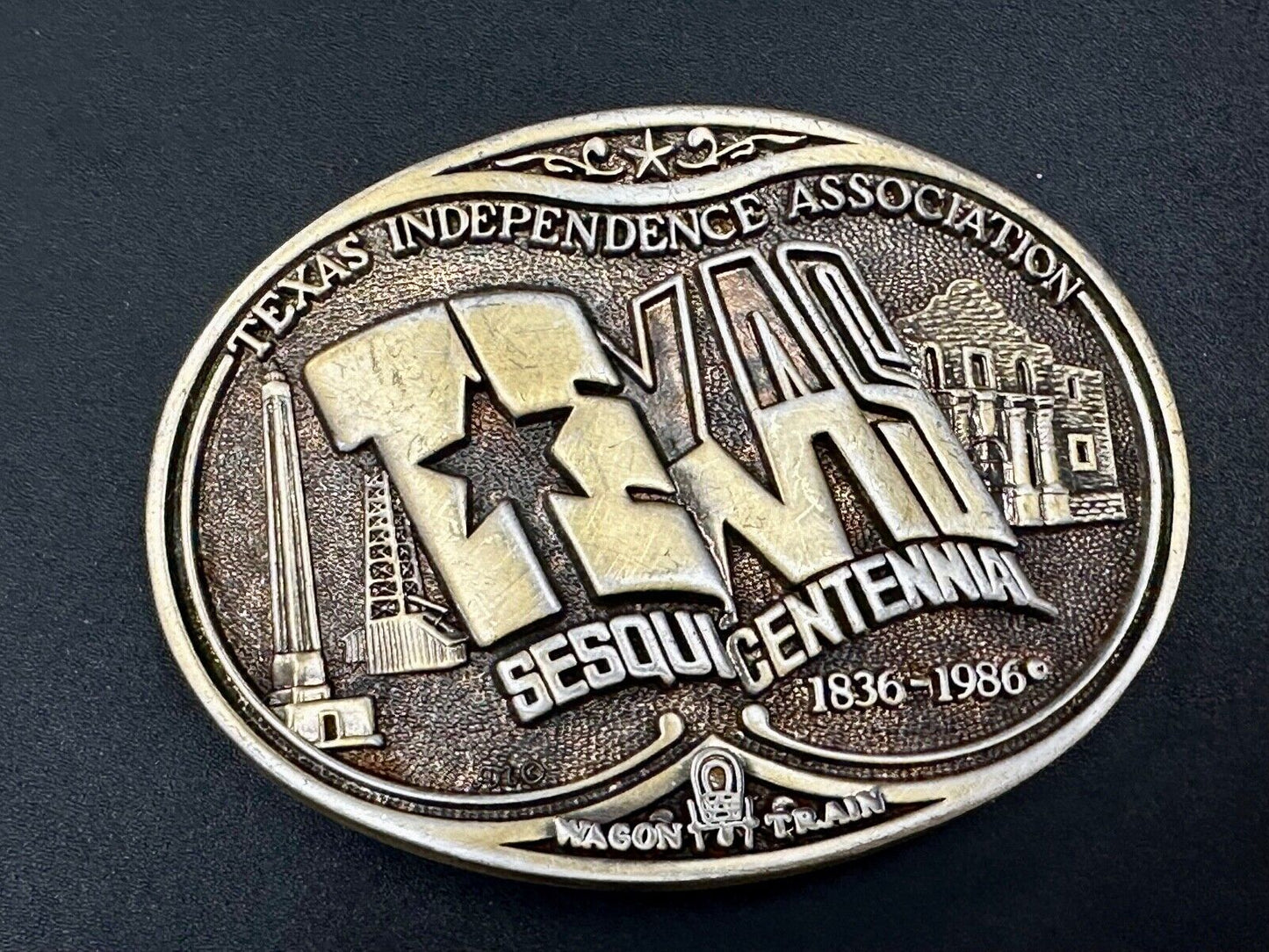 Texas State Sesquicentennial 150 year celebration solid brass ADM belt buckle
