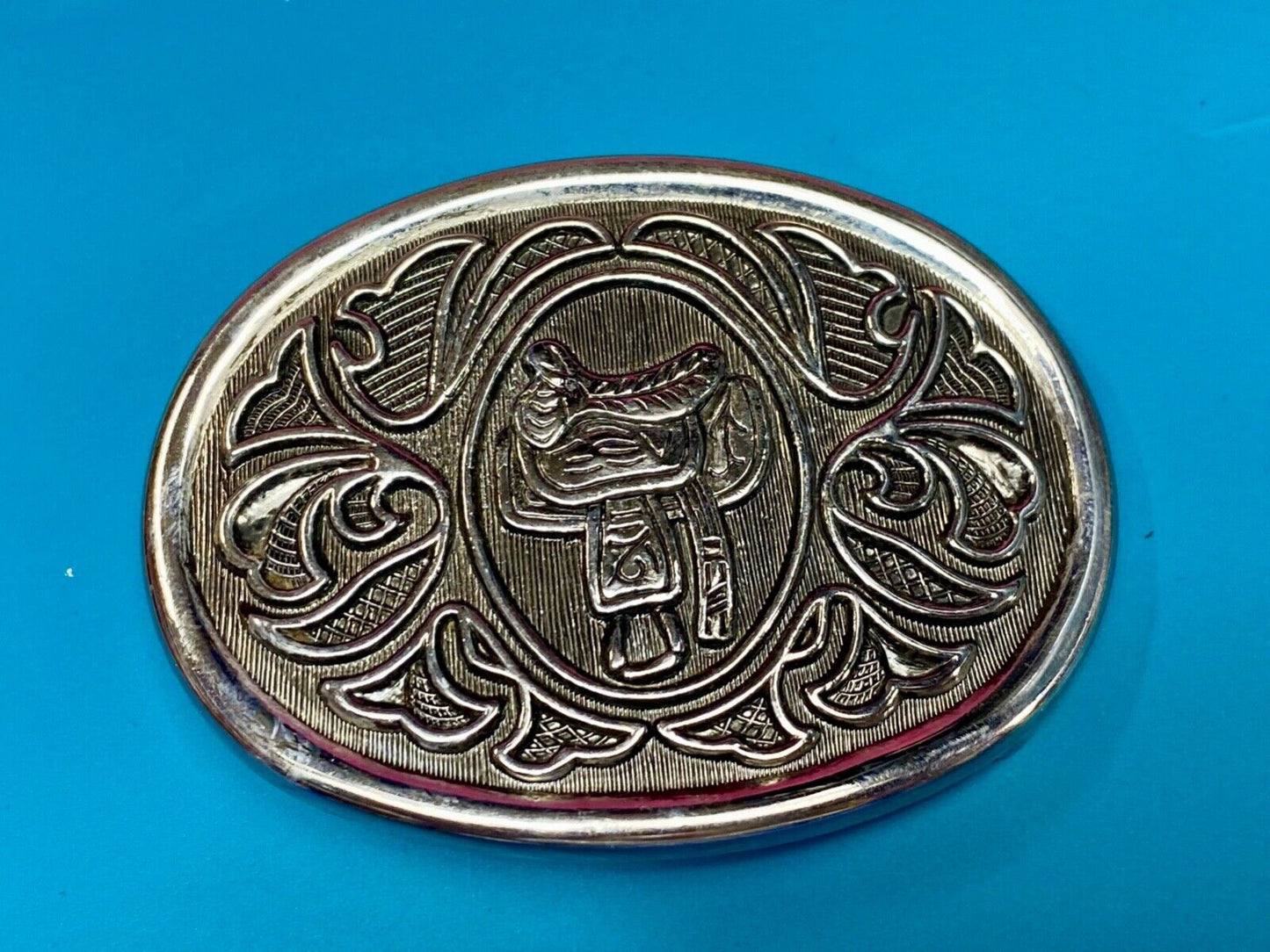 Avon Silver colored Western Saddle Belt Buckle For Any Belt up to 1 1/2 inches