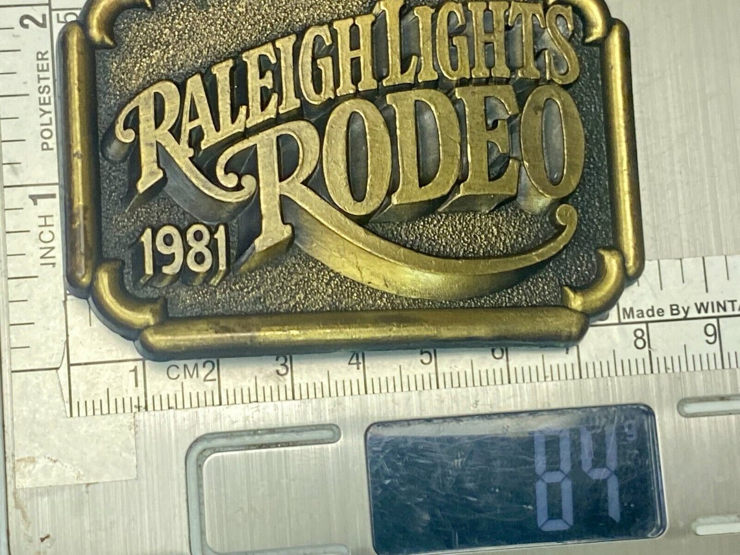 Vintage 1981 Raleigh Lights Rodeo Tobacco Company Advertising Belt Buckle