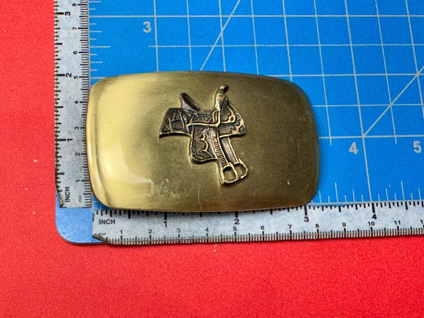 Vintage Chambers Horse saddle on western belt buckle