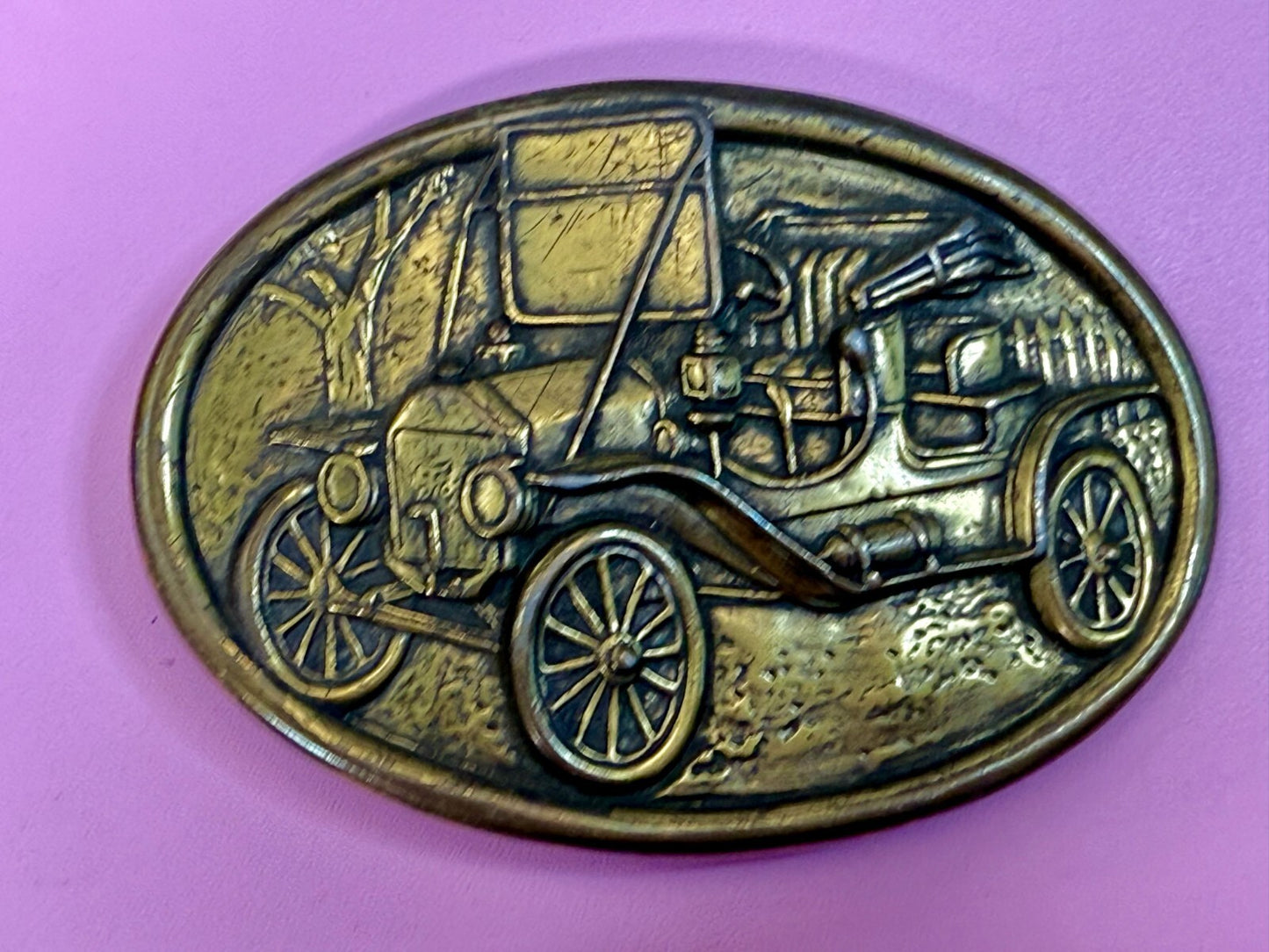 Vintage Avon Collectible Ford Model T Car Collectors Brass Tone Belt Buckle