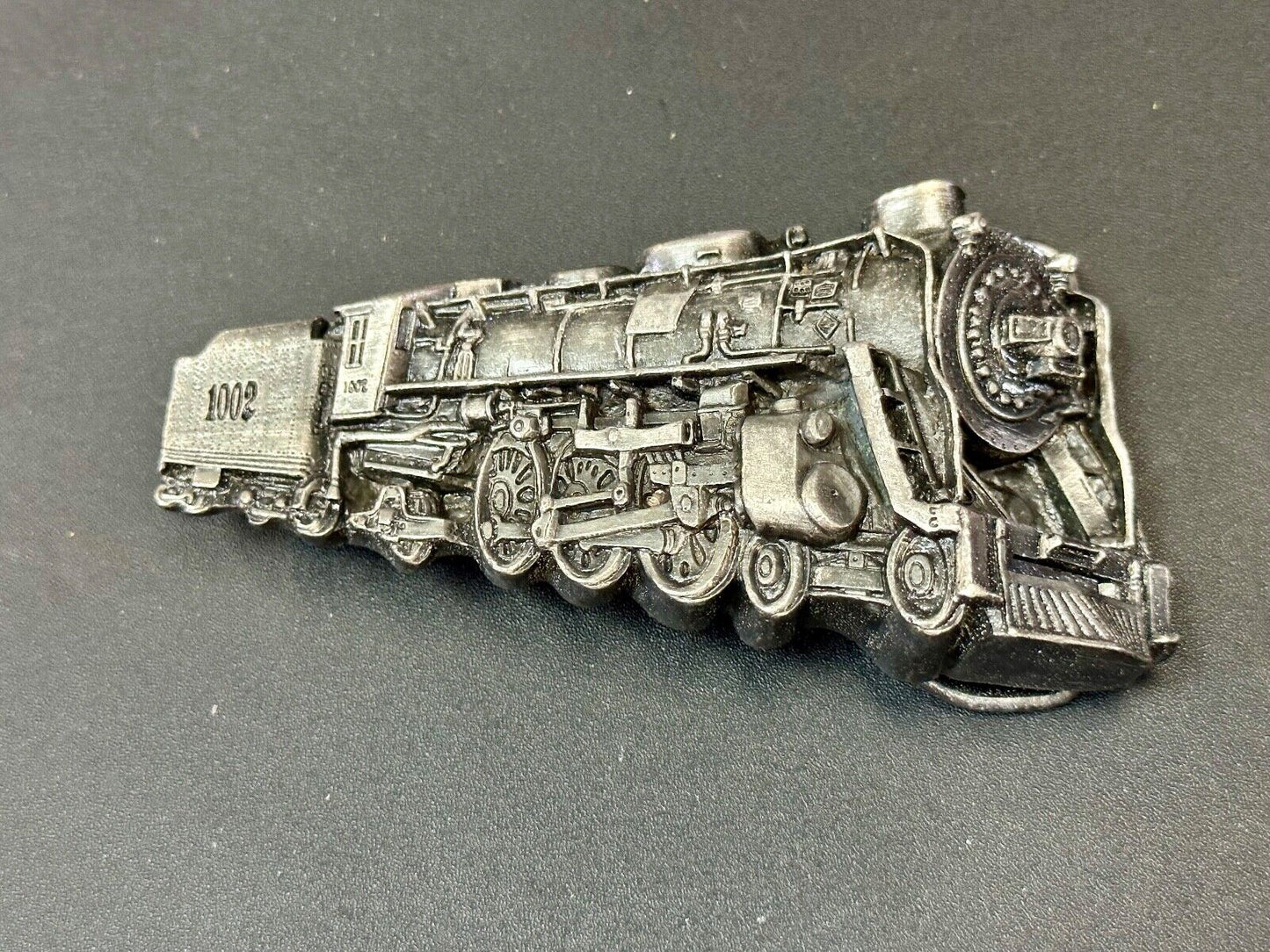 Vintage 1978 RR train Steam Engine Bergamot cutout belt buckle