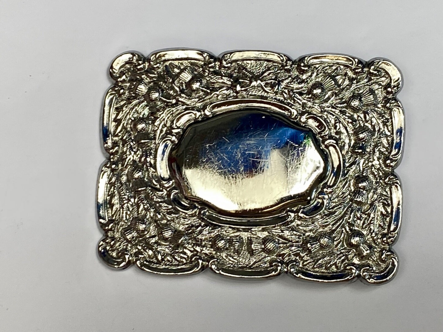 Beautiful Ornate Silver? Flower Swirl Made In Great Britain Belt Buckle