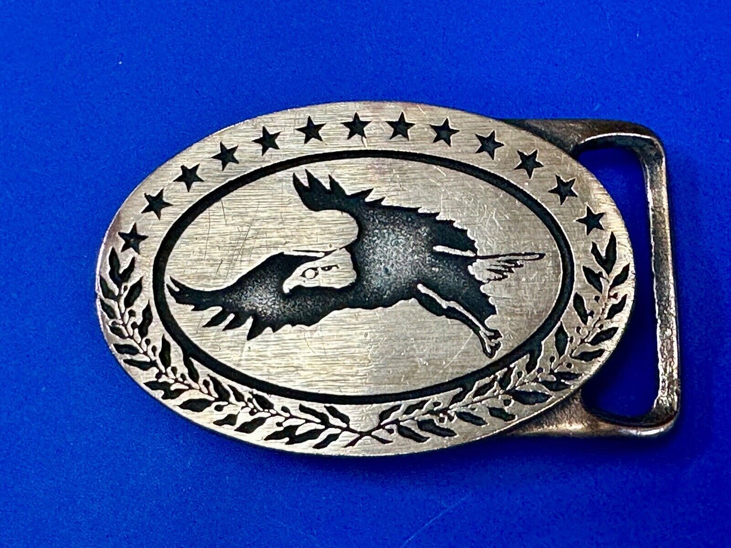 BALD EAGLE - vintage Tech Ether Guild Hippy style solid brass belt buckle