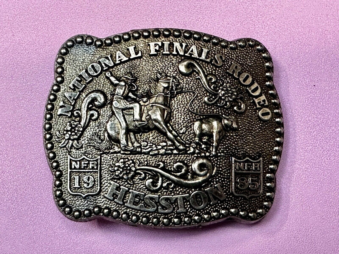 1985 NFR National Finals Rodeo Youth Size Hesston Commemorative Belt Buckle
