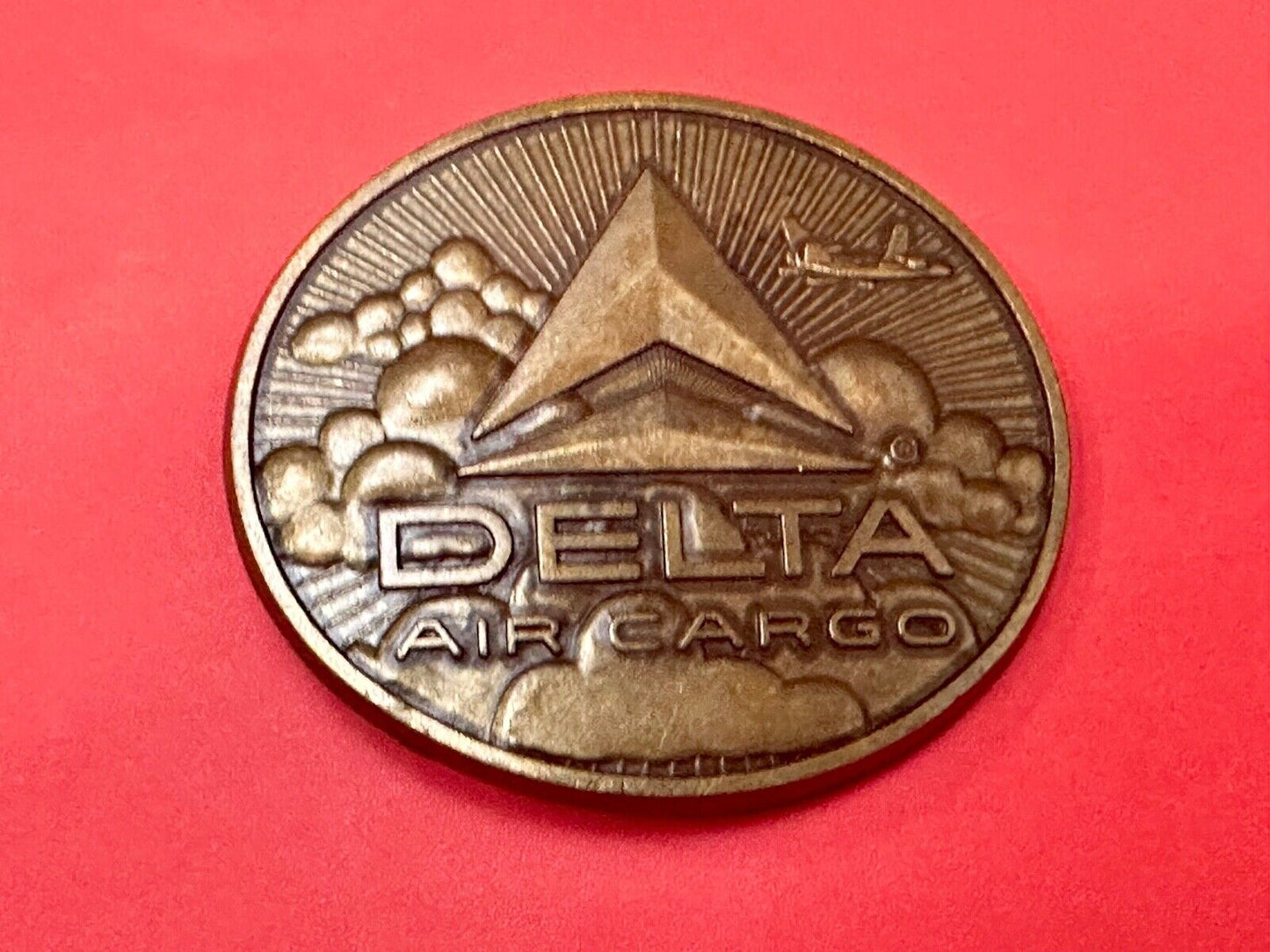 Vintage 1970s Delta Air Cargo Belt Buckle Brass tone Metal Airline Airplane USA
