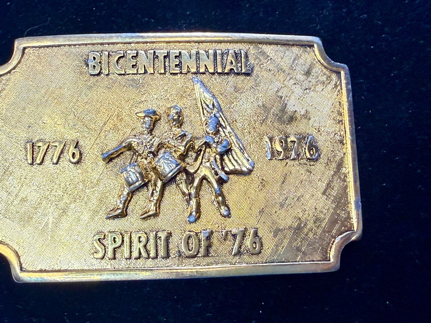 Bicentennial Spirit of America 1776-1976 Gold Color Commemorative Belt Buckle