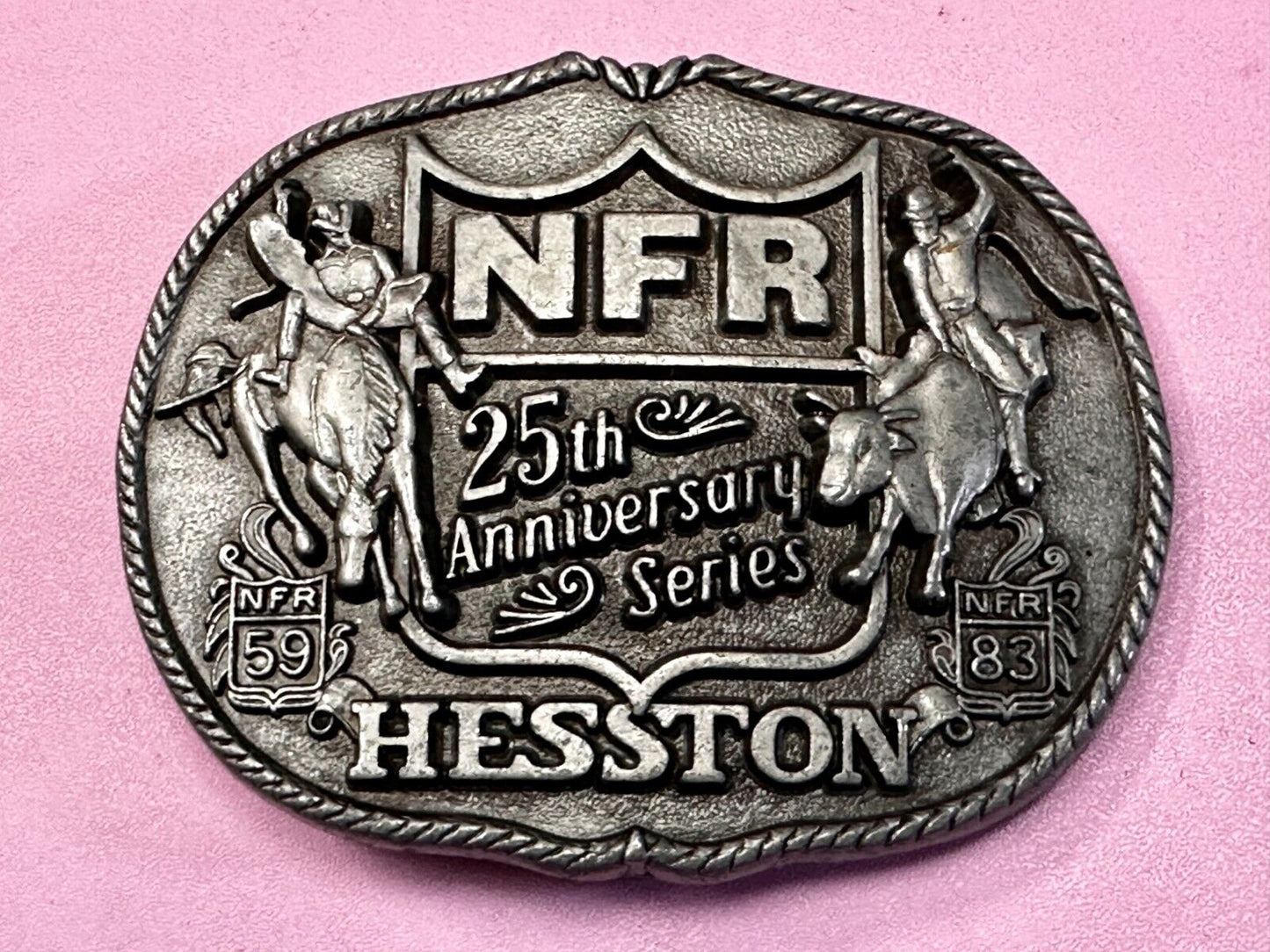 25th Anniversary NFR Hesston National Finals Rodeo Cowboy Belt Buckle