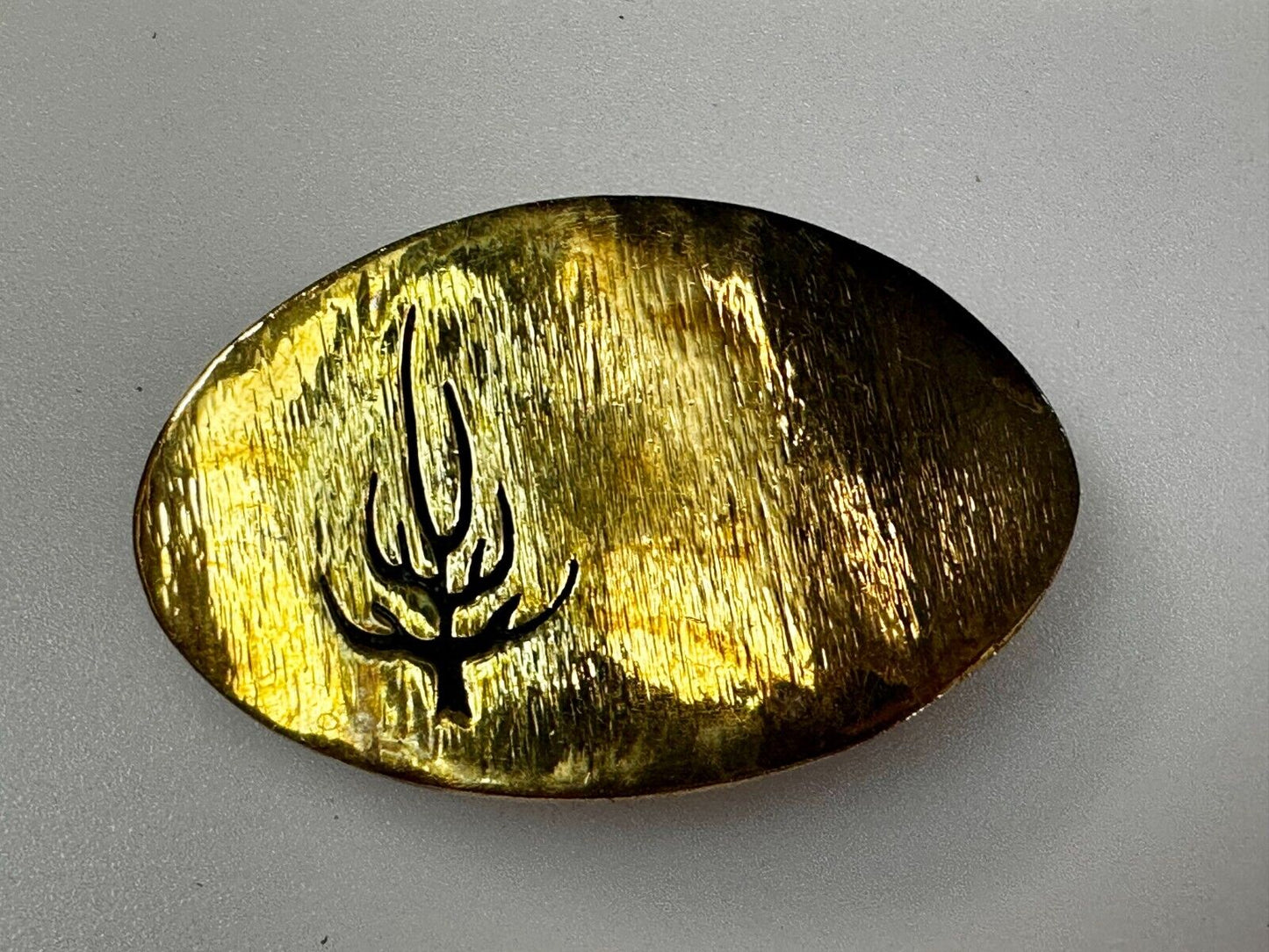 Black inland Fall Tree Small Hippy Vibe Brass Belt Buckle for up to a 1.25" belt