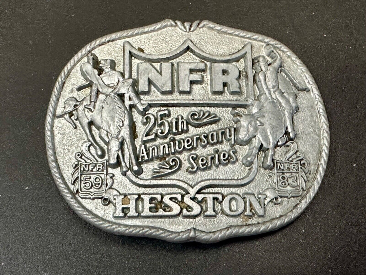 25th Anniversary Series NFR Rodeo Vintage HESSTON Cowboy belt buckle