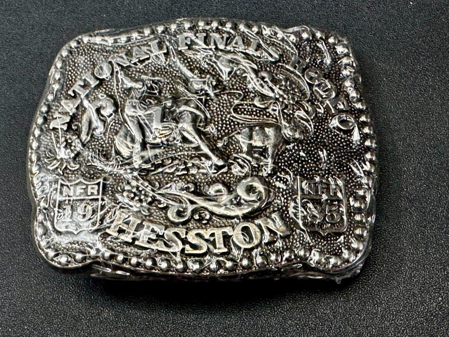 1985 Hesston National Finals Rodeo NFR Cowboys Youth Size NOS Belt Buckle