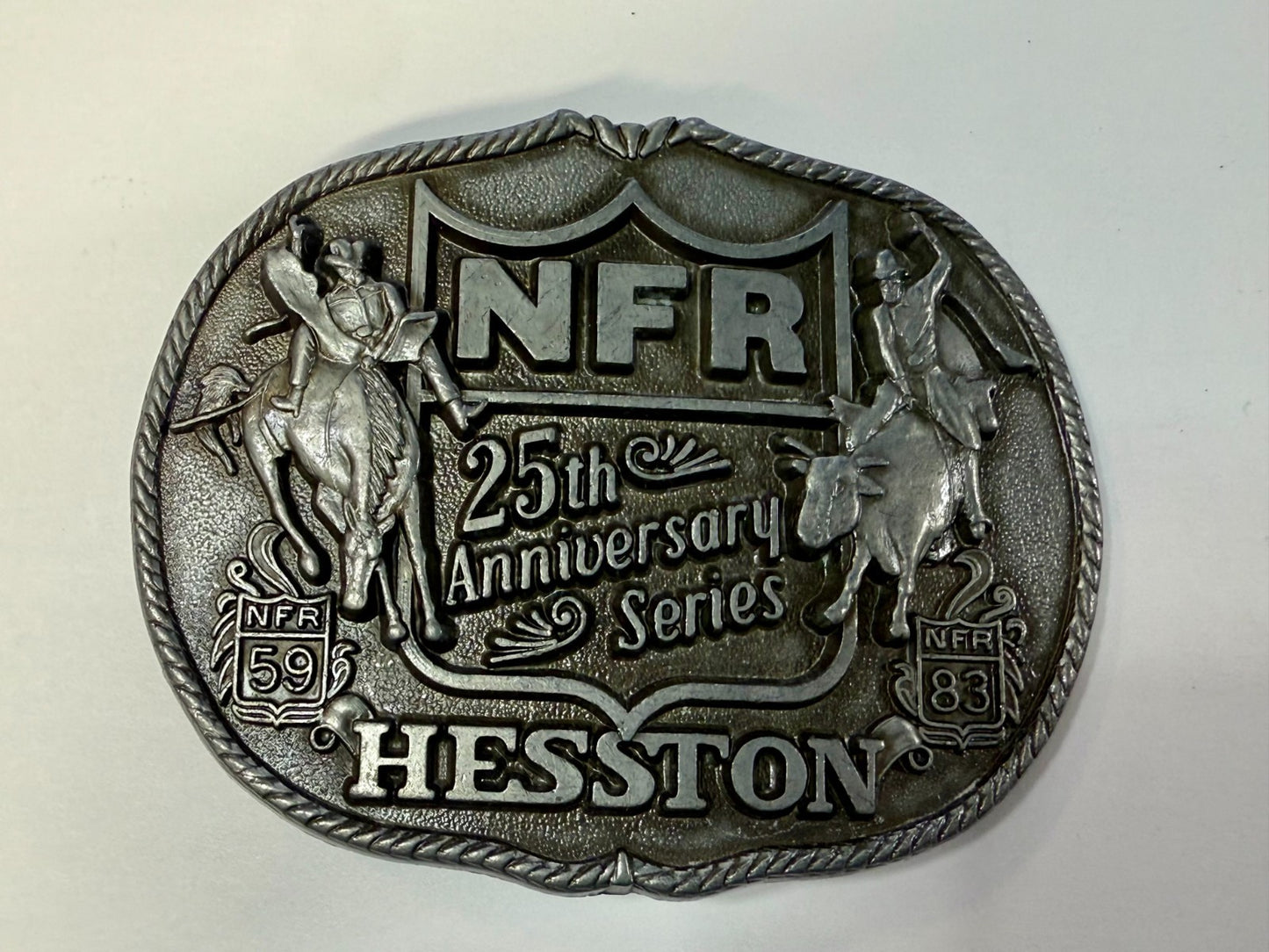 1983 Hesston Nfr National Finals Rodeo Cowboys 25Th Anniversary Belt Buckle