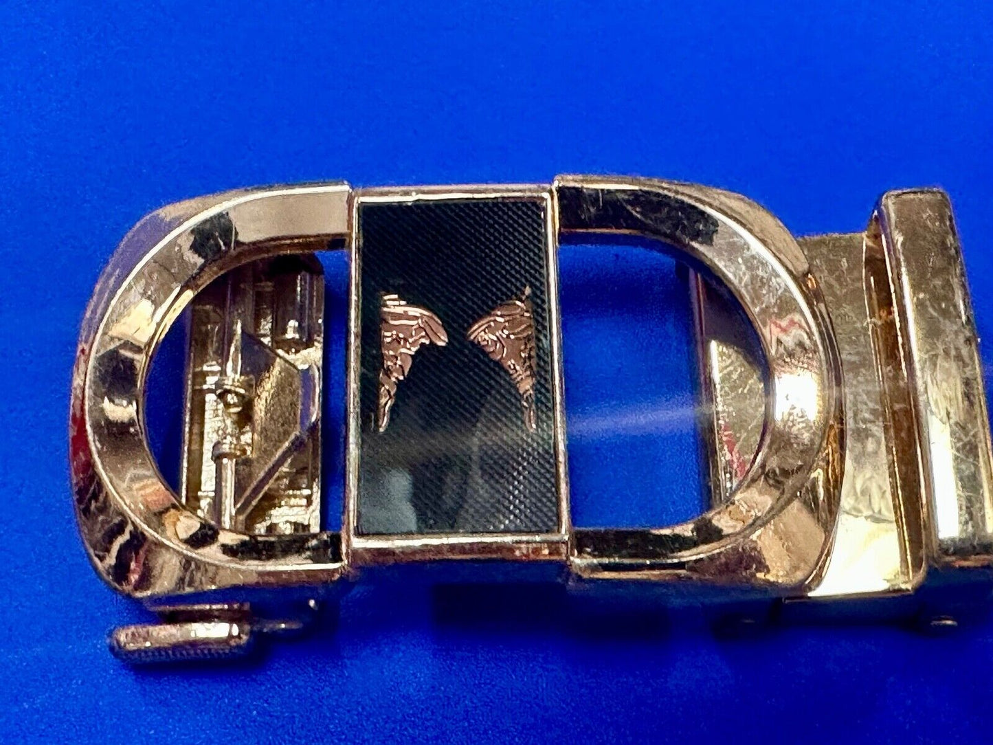 Black and Gold Tone Replacement Formal Dress Style Belt Buckle