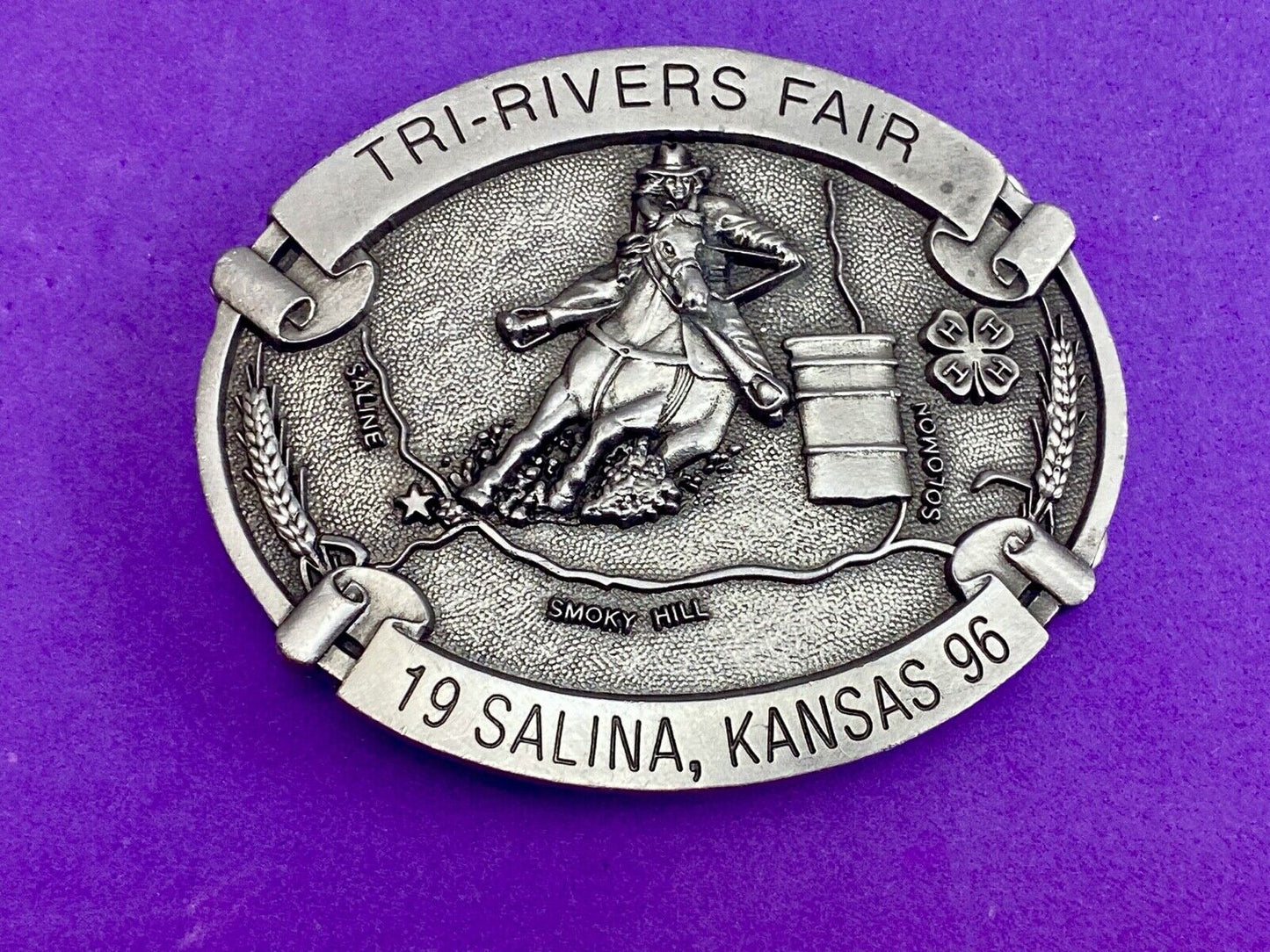 Vintage 1996 Tri-Rivers Fair belt buckle - Salina KS Kansas by DK Specialties