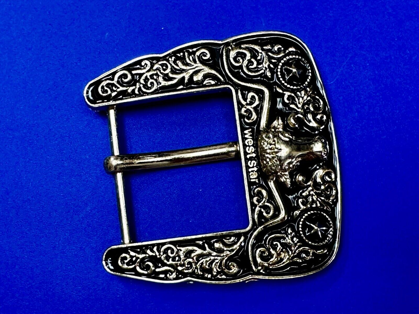 Texas Ranger Style Longhorn Vintage Replacement Dress Belt Buckle West Star