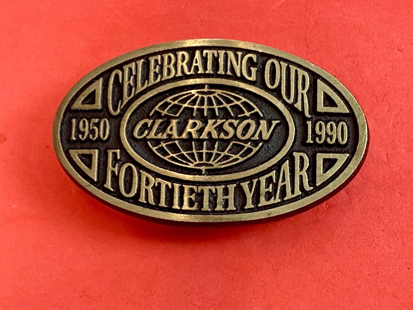 Vintage 1990 Clarkston - 14th year celebration belt buckle by Rainbow Medals