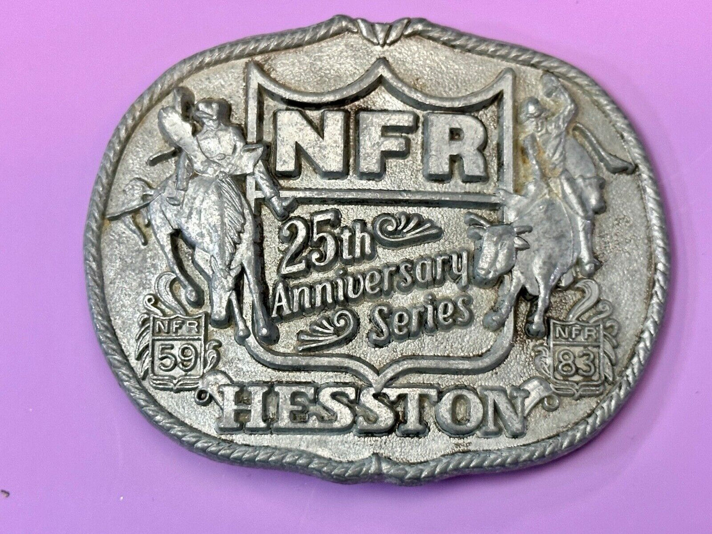 1983 Hesston National Finals Rodeo 25th Anniversary Adult Collectors Belt Buckle
