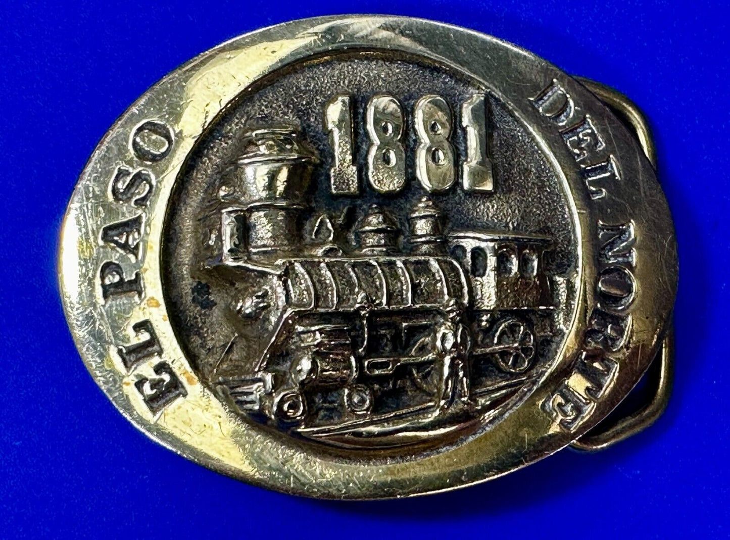 Train Engine El Paso Del Norte 1881 Rail Road Locomotive Solid Brass Belt Buckle