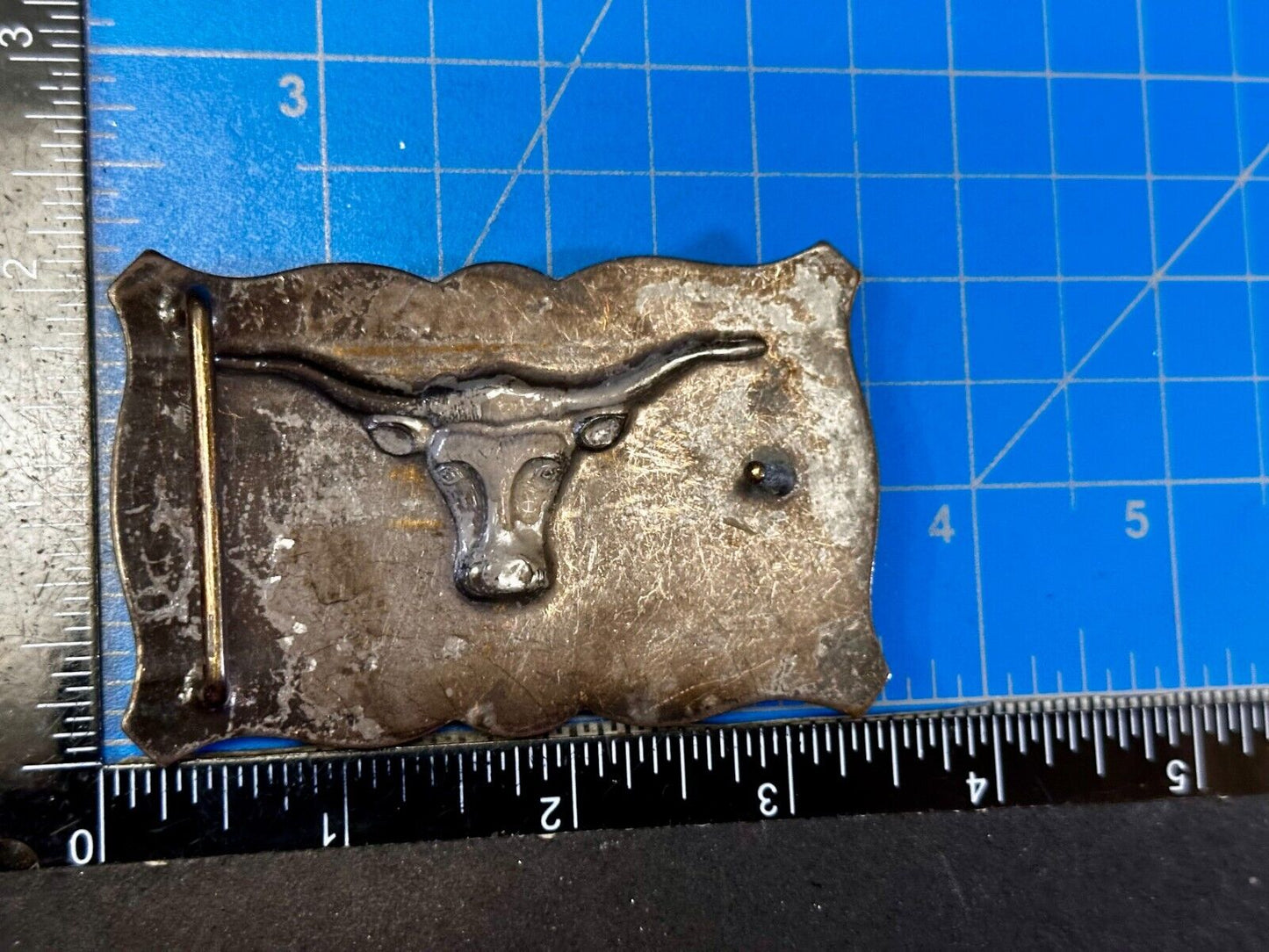 Texas Longhorn Steer Bull Cow Ornate Raised Dimensional Stamped Belt Buckle
