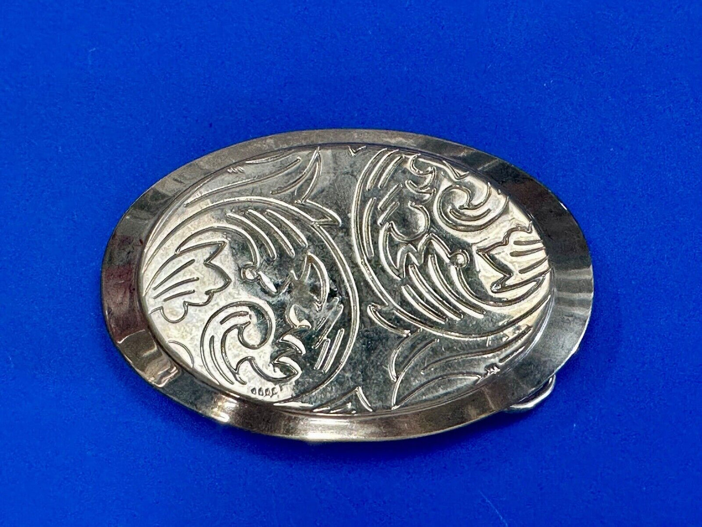 Vintage Engraved vintage western flower swirl design oval belt buckle