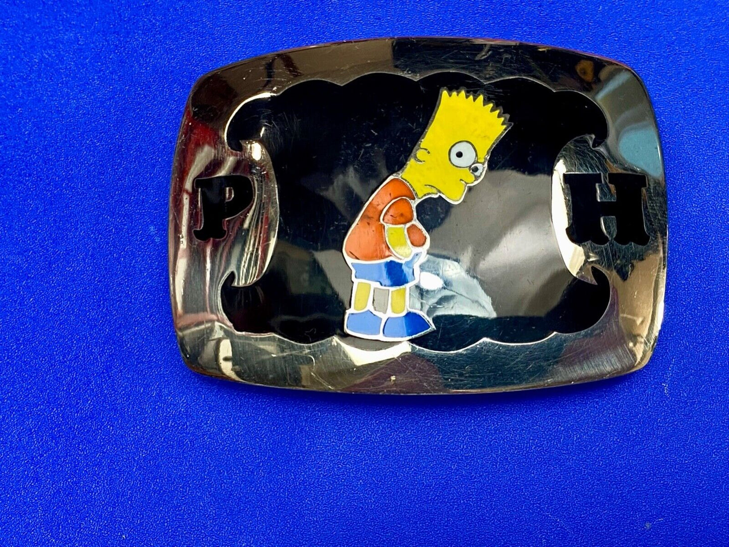 Bart Simpson ULTIMATE Simpsons fan gift! PH Western belt buckle AMAZING QUALITY