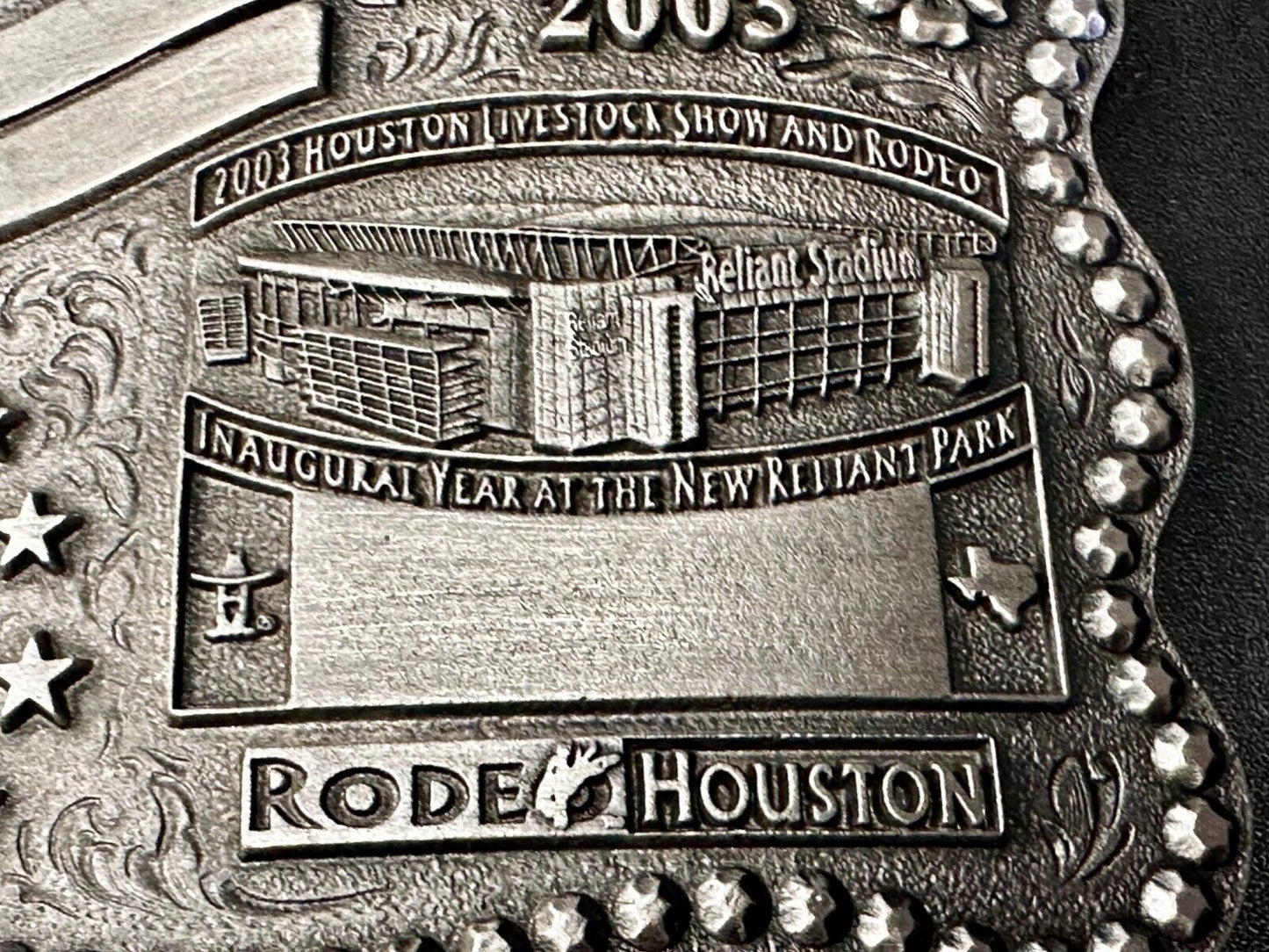 2003 Houston Livestock Show and Rodeo Inaugural Award Trophy Cowboy Belt Buckle
