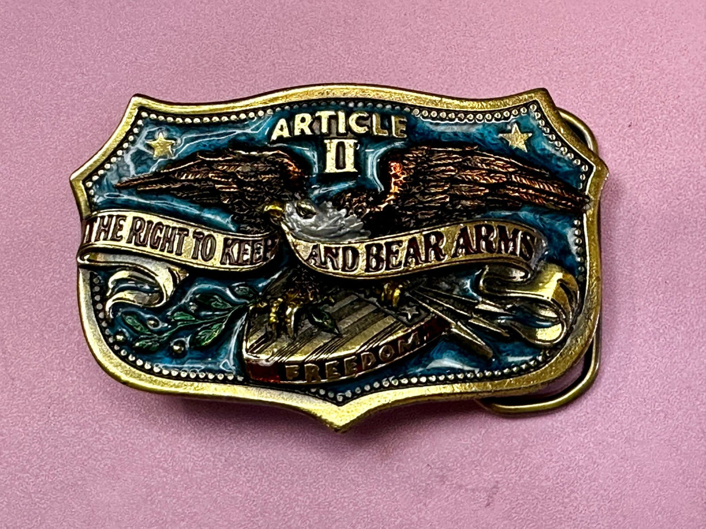 The Right To Keep and Bear Arms Article II VTG 1982 Great American Belt Buckle
