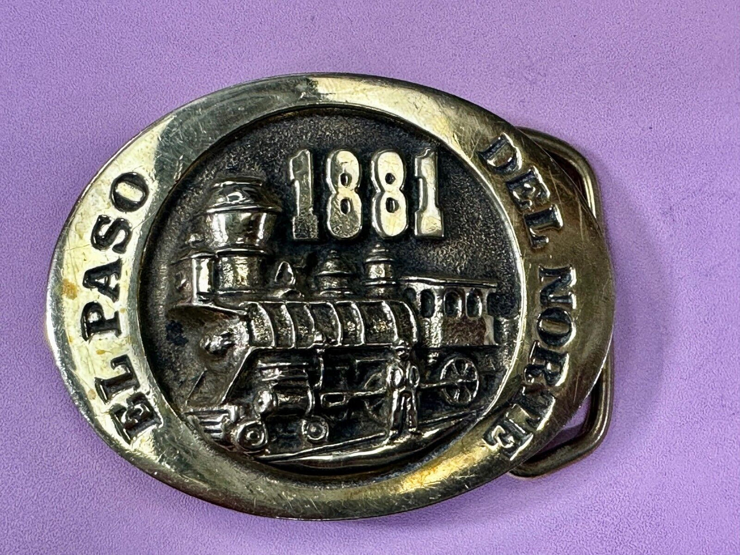 Train Engine El Paso Del Norte 1881 Rail Road Locomotive Solid Brass Belt Buckle