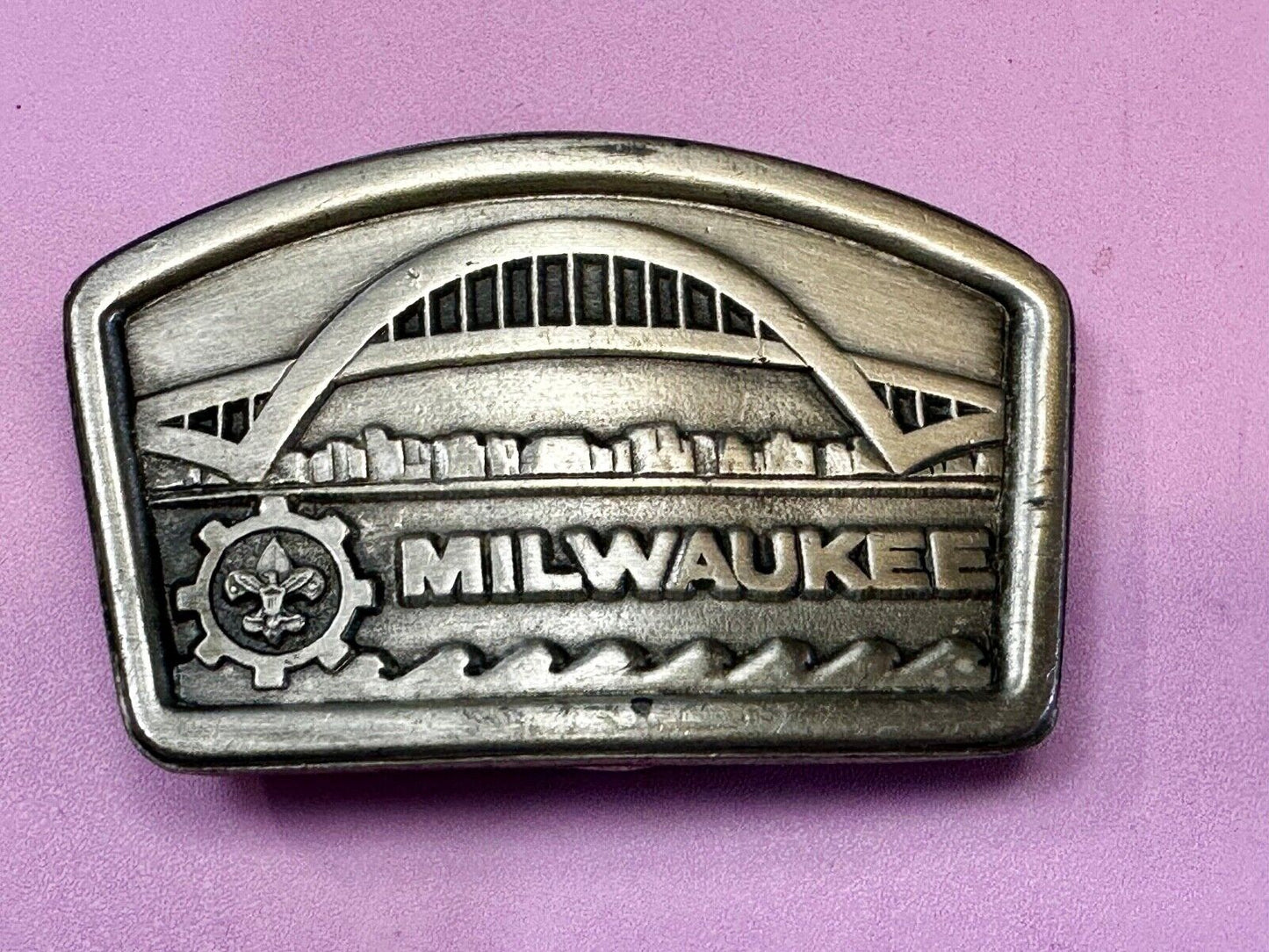 Be Prepared Do a Good Turn Daily Milwaukee Country Council BSA 1983 Belt Buckle