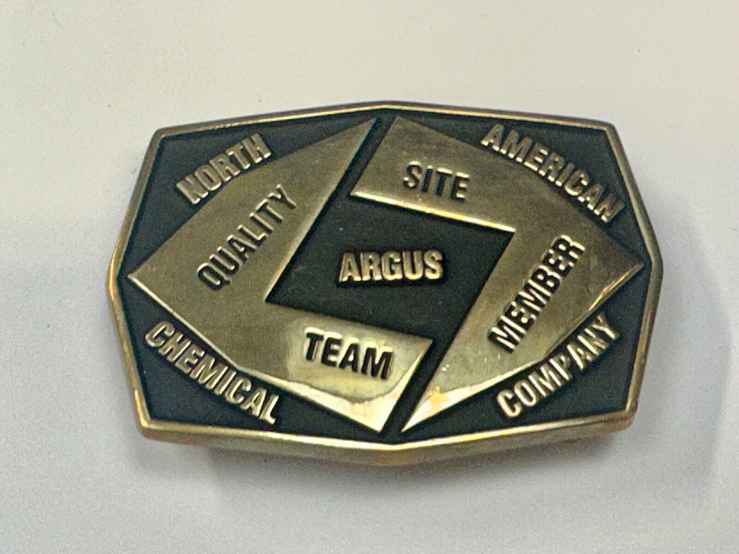 Aegius North American Chemical Company team member brass Anacortes belt buckle
