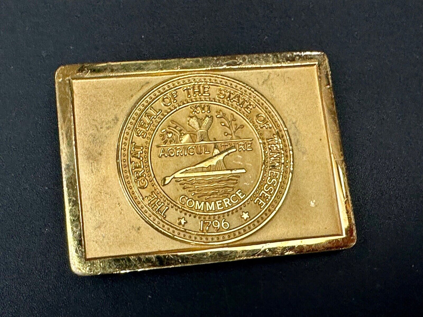 The Great Seal of the State to Tennessee Agricul Thre Commerce RARE belt buckle