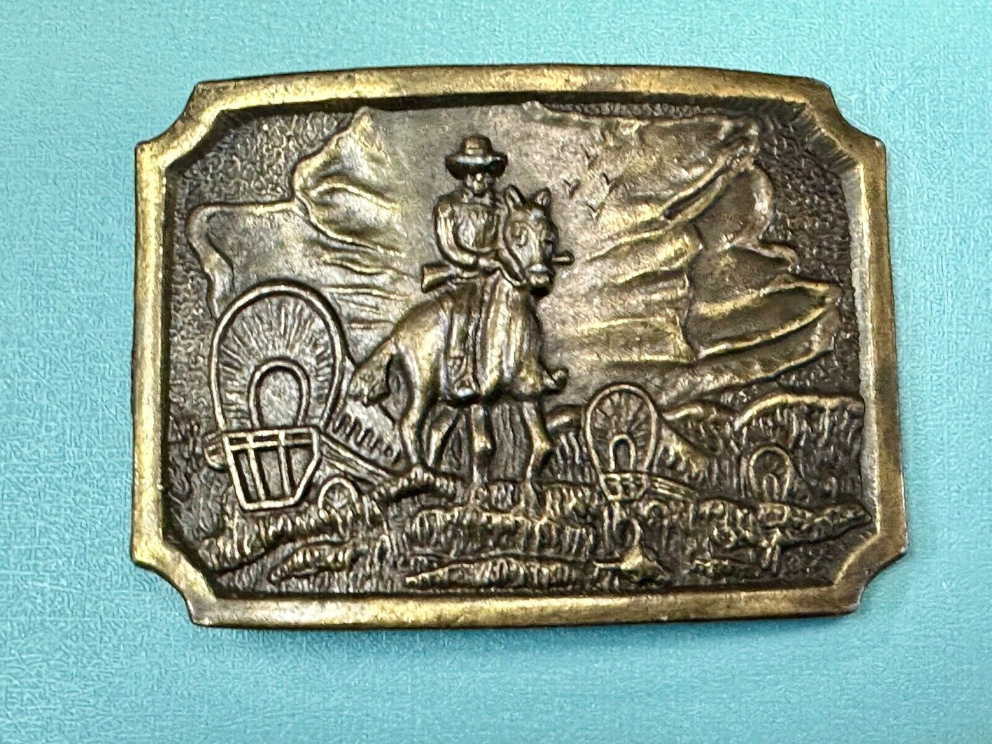 Tall in the Saddle Art Western Horse and Cowboy way of life! Vintage belt buckle