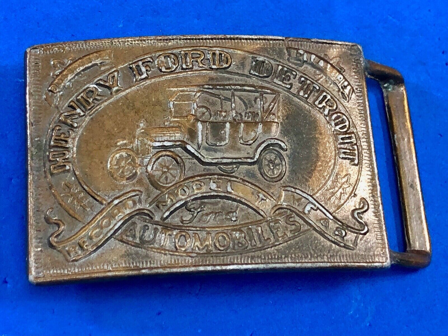 Vintage Belt Buckle Henry Ford Detroit Automobiles PC2020340010 Brass Metal Car