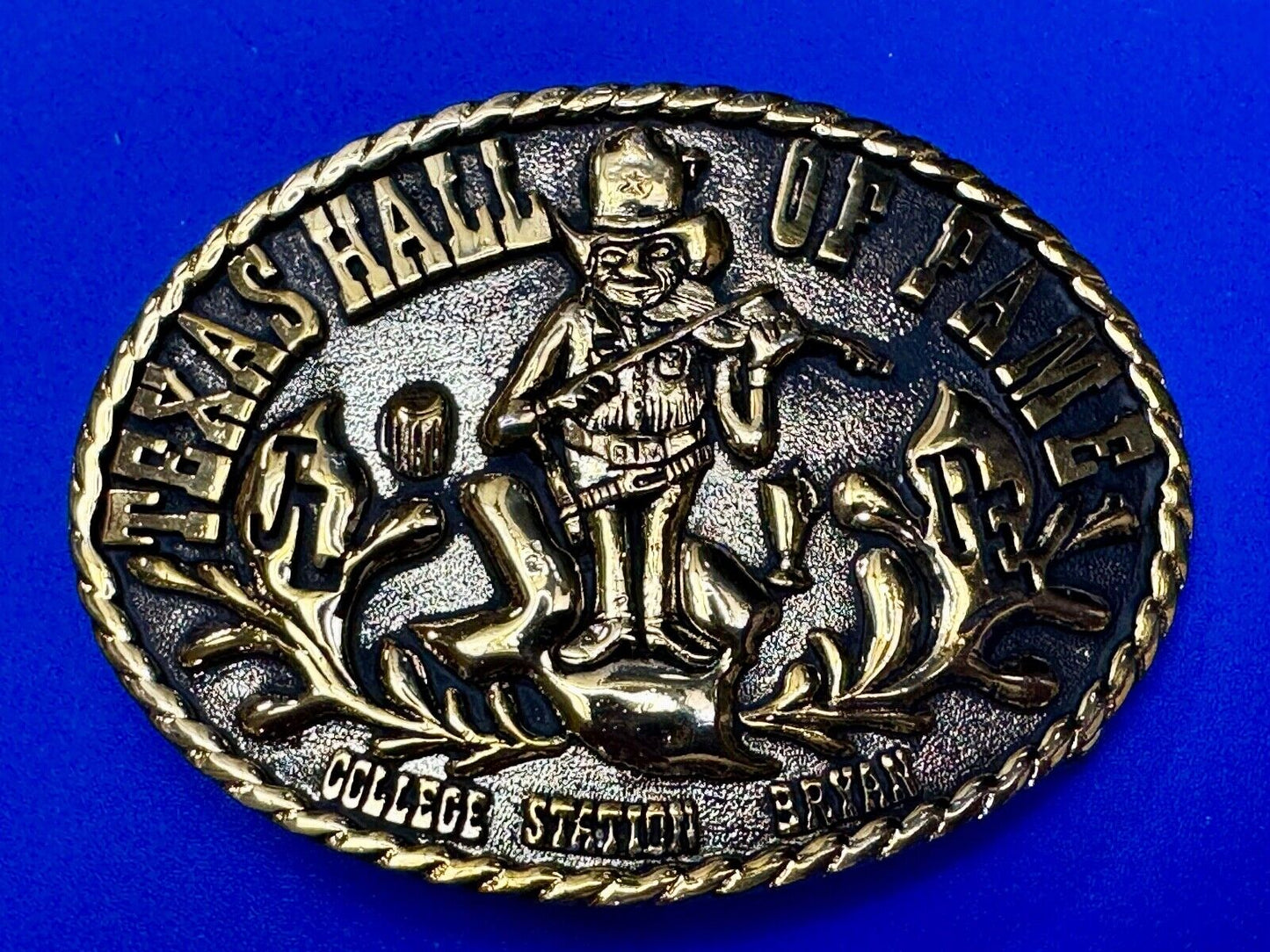 Texas Hall of Fame Bryan–College Station Cities Fiddle Music Vintage Belt Buckle