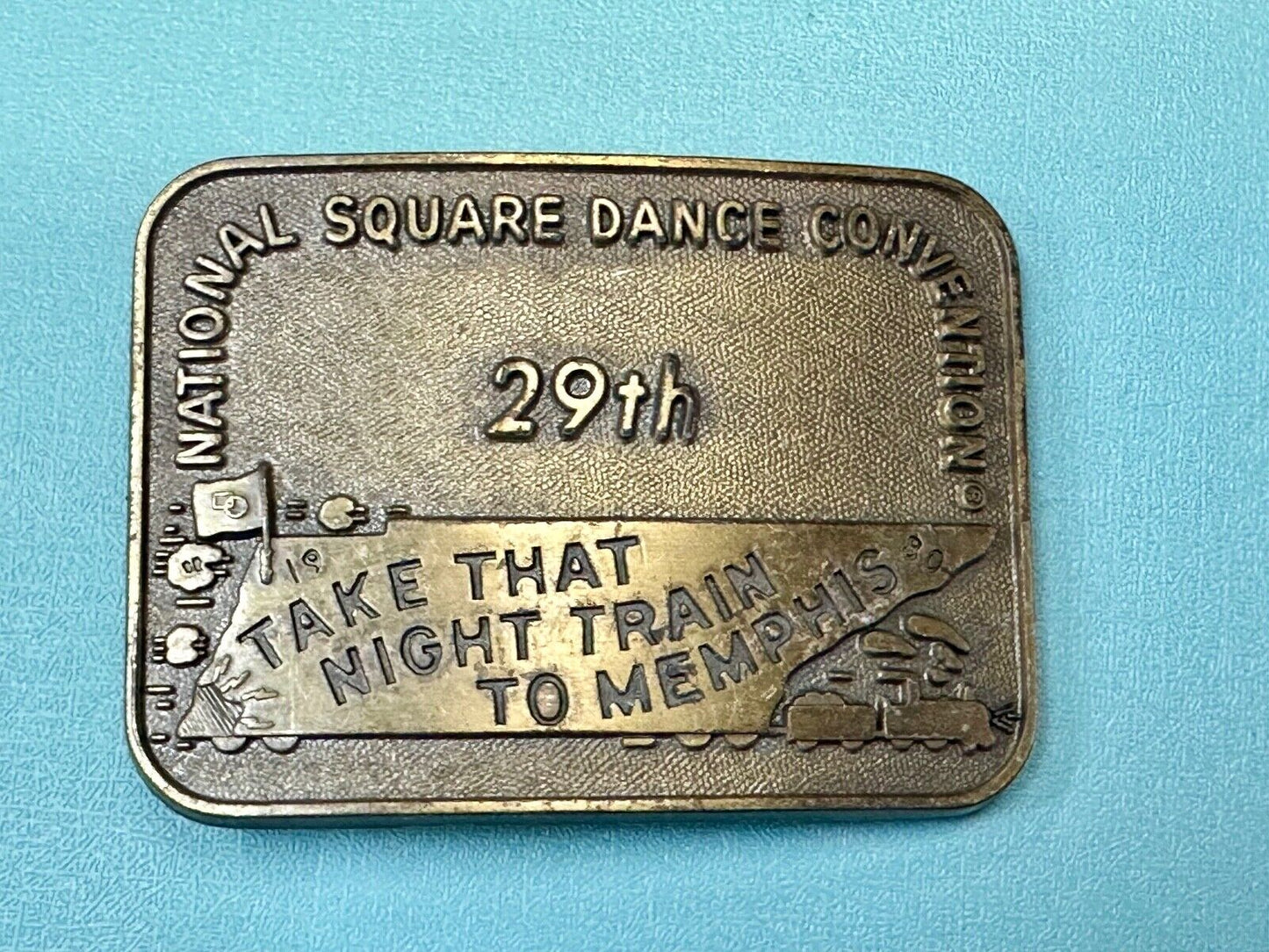 29th National Square Dance Competition Take Night Train to Memphis belt buckle